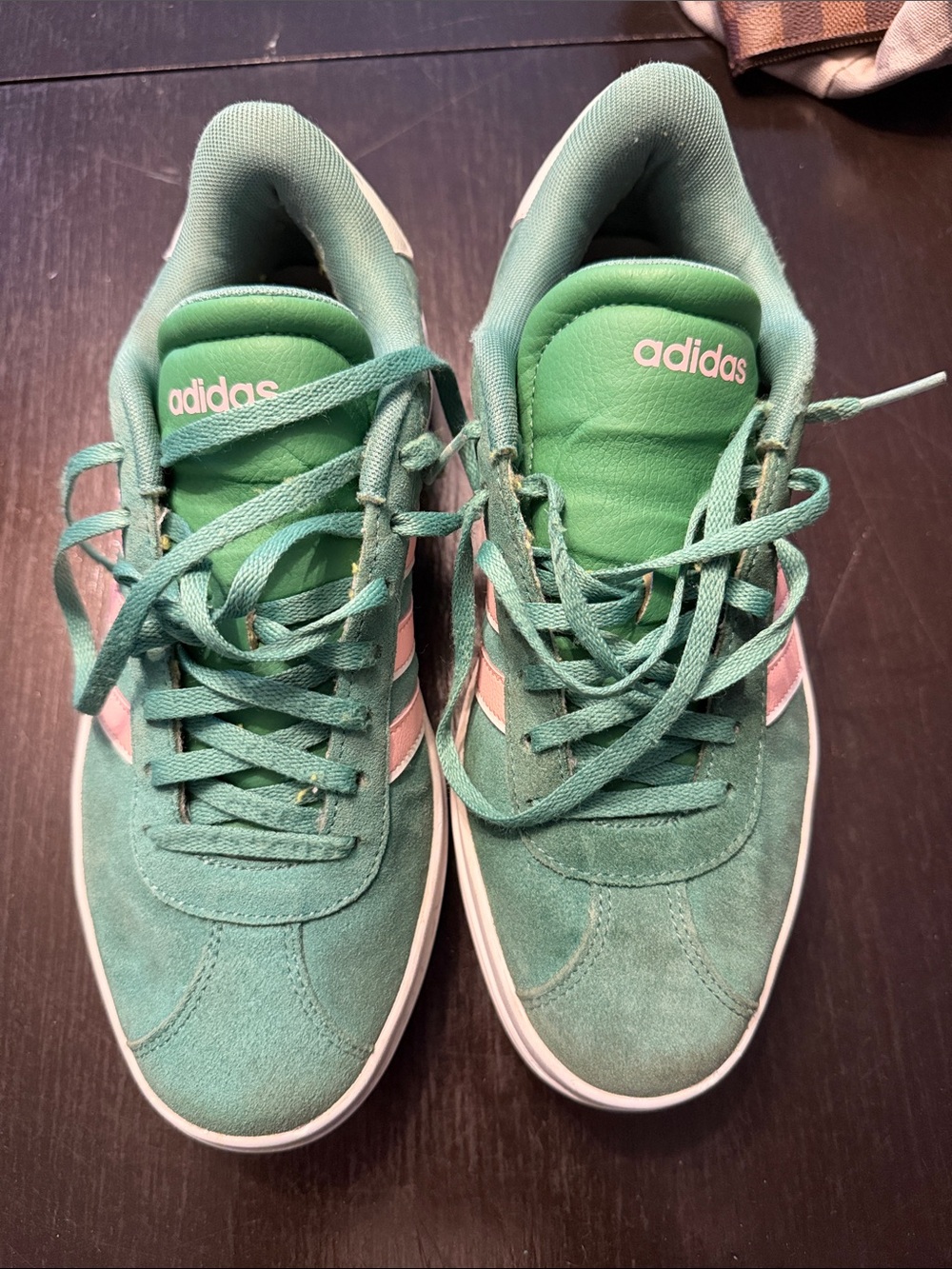 adidas Mint Green Sneakers with Light Pink Stripes